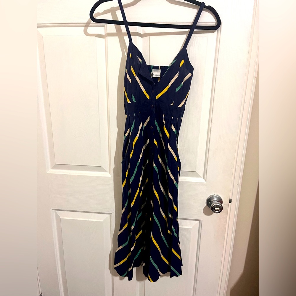 Cooperative dark blue sundress with colorful line design with pockets size 0